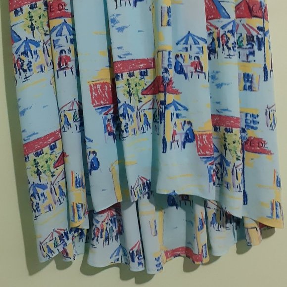 High Low hem Simple Sleeveless Turquoise dress with drinking lovers print sz 4? - Picture 4 of 7